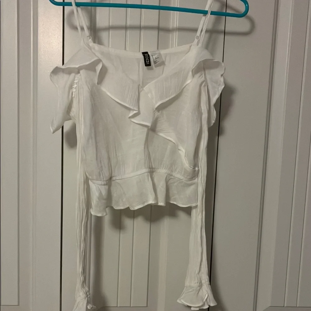 White Ruffled Top - Picture 1 of 5